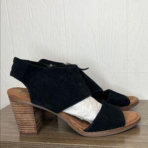 Toms Black Suede Women's Heeled Sandals Block Heel 8
